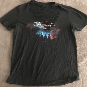 Ripped V-Neck Graphic T-Shirt